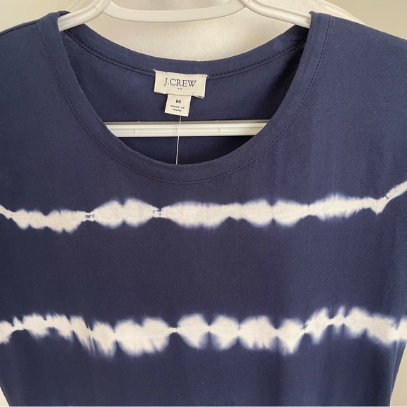 j Crew Navy & White Tie Dyed Short Sleeve Tee Shirt Cotton Dress Size Medium NEW - Picture 6 of 11